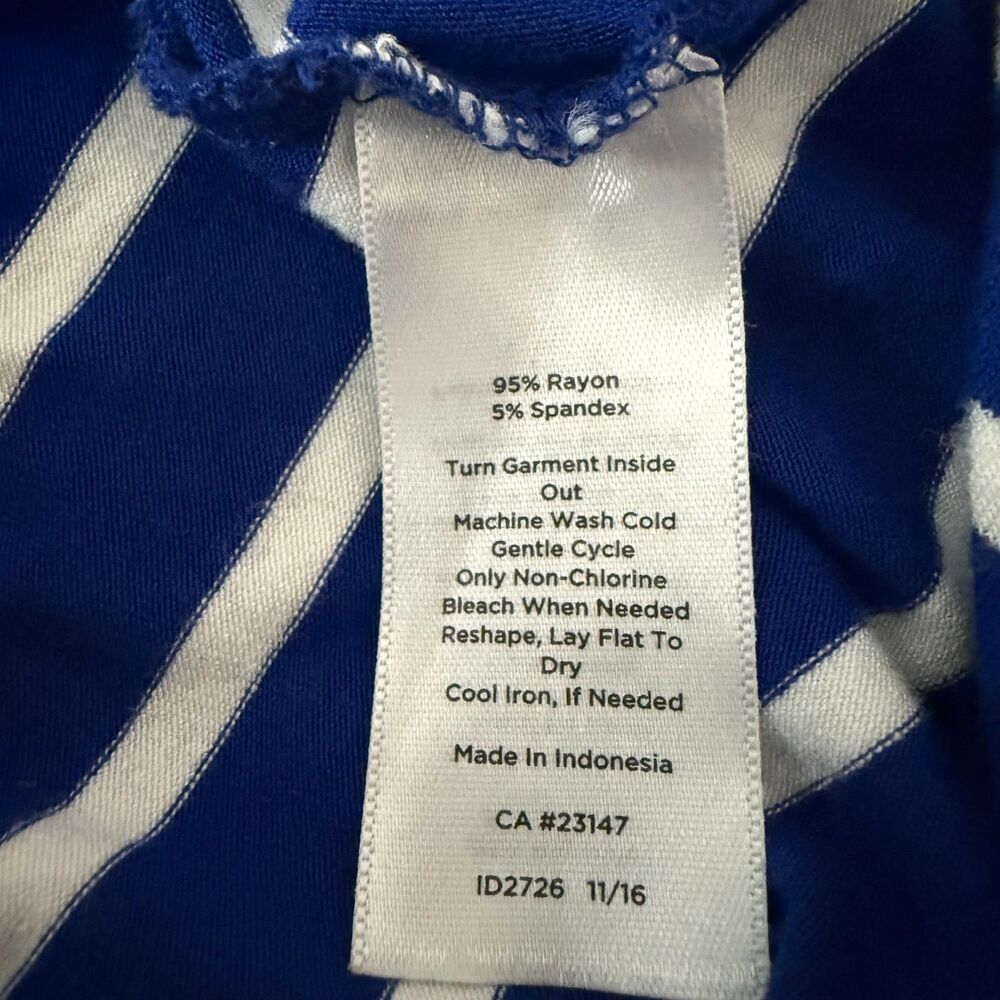 Talbots Women Dress LP Blue White Stripe Maxi Sleeveless Drawstring Waist Beach - Picture 4 of 7